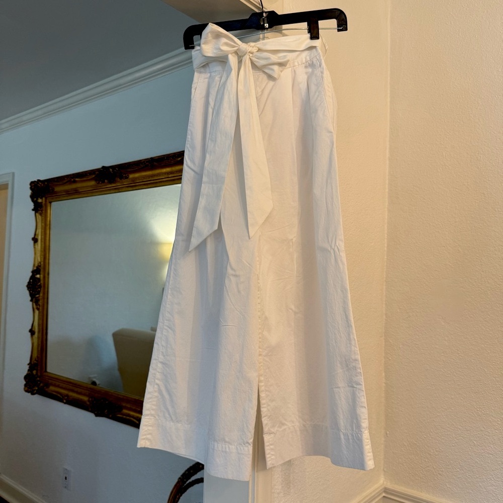 Tibi Wide Leg White Cotton Pants 00